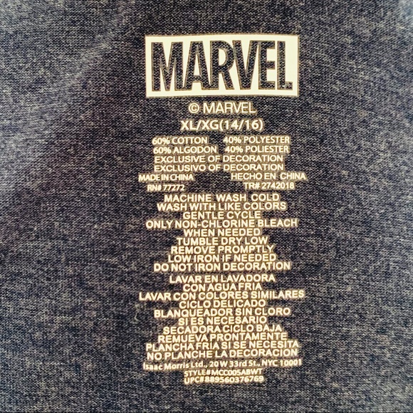 Marvel Child’s Super Hero Shirt Sz XL (14-16) GUC - Picture 7 of 7